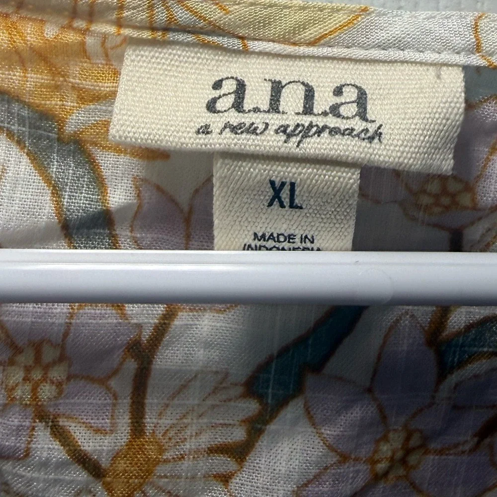 a.n.a a new approach‎ Floral V-Neck Blouse XL Hollie Floral Pink Yellow